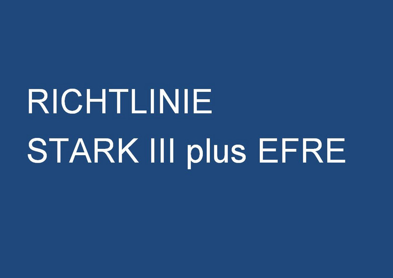 Richtline STARK III plus EFRE weiße Schrift auf blauem Hintergrund